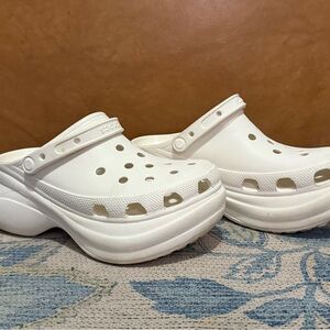 CROCS Women's Classic White Platform Clogs size 10